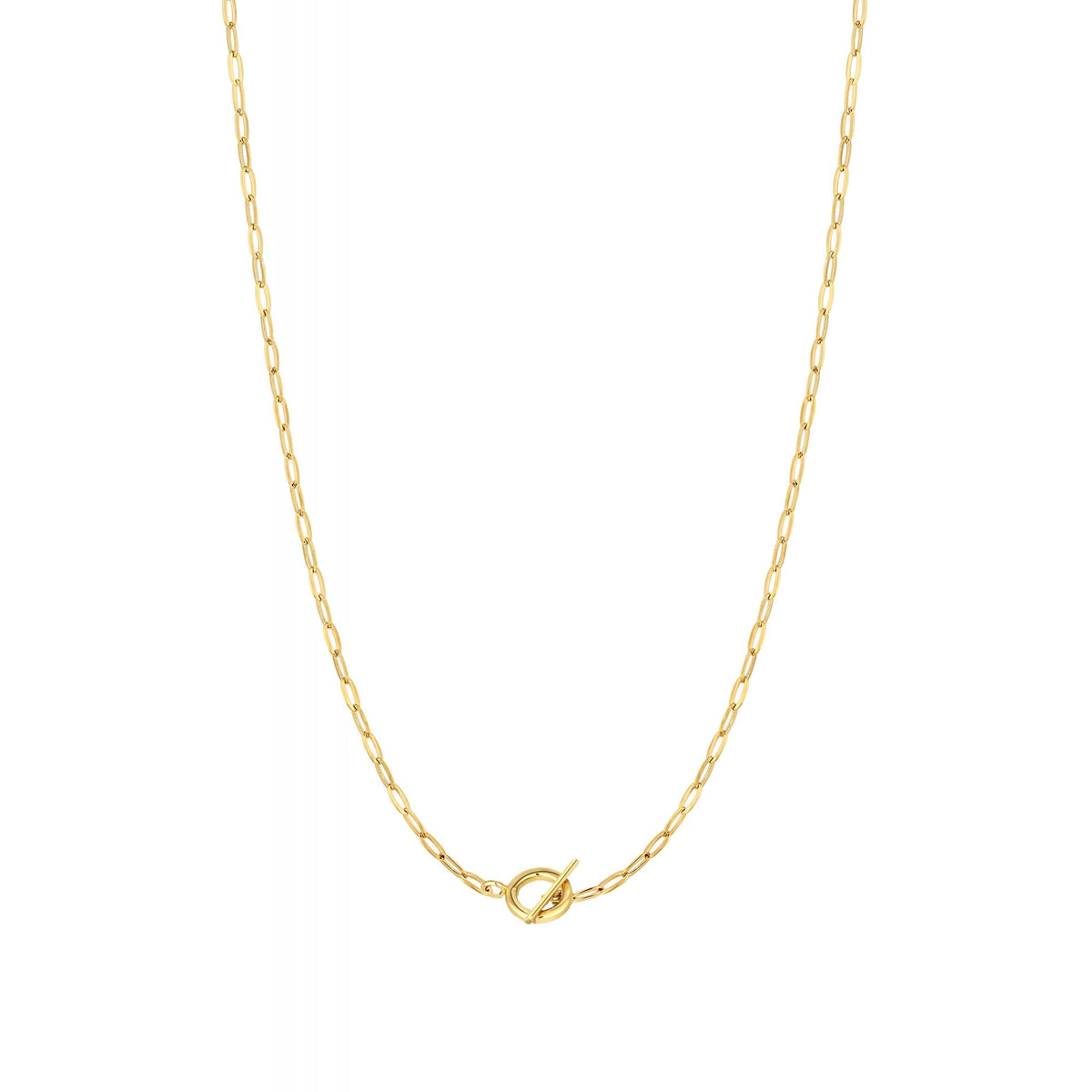 Sterling Silver Gold Small Paperlink T Bar Necklace