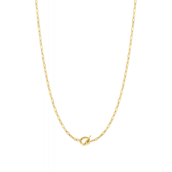 Sterling Silver Gold Small Paperlink T Bar Necklace