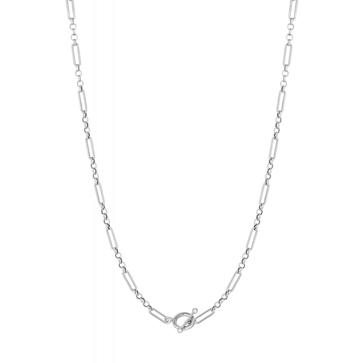 Sterling Silver Belcher Chain T-Bar Necklace