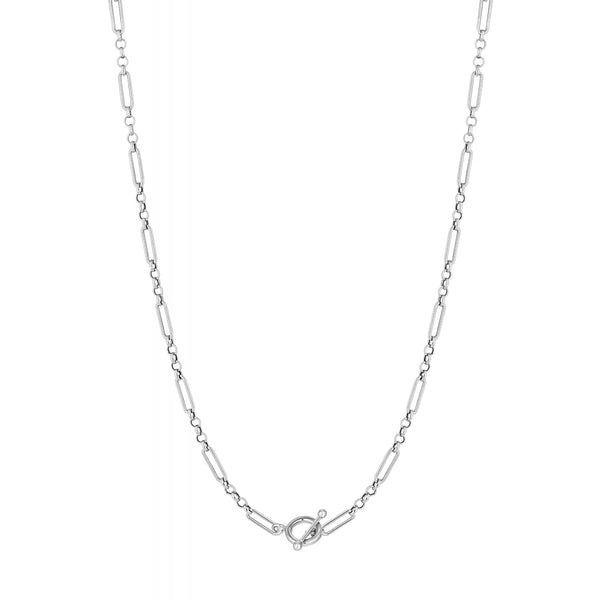 Sterling Silver Belcher Chain T-Bar Necklace