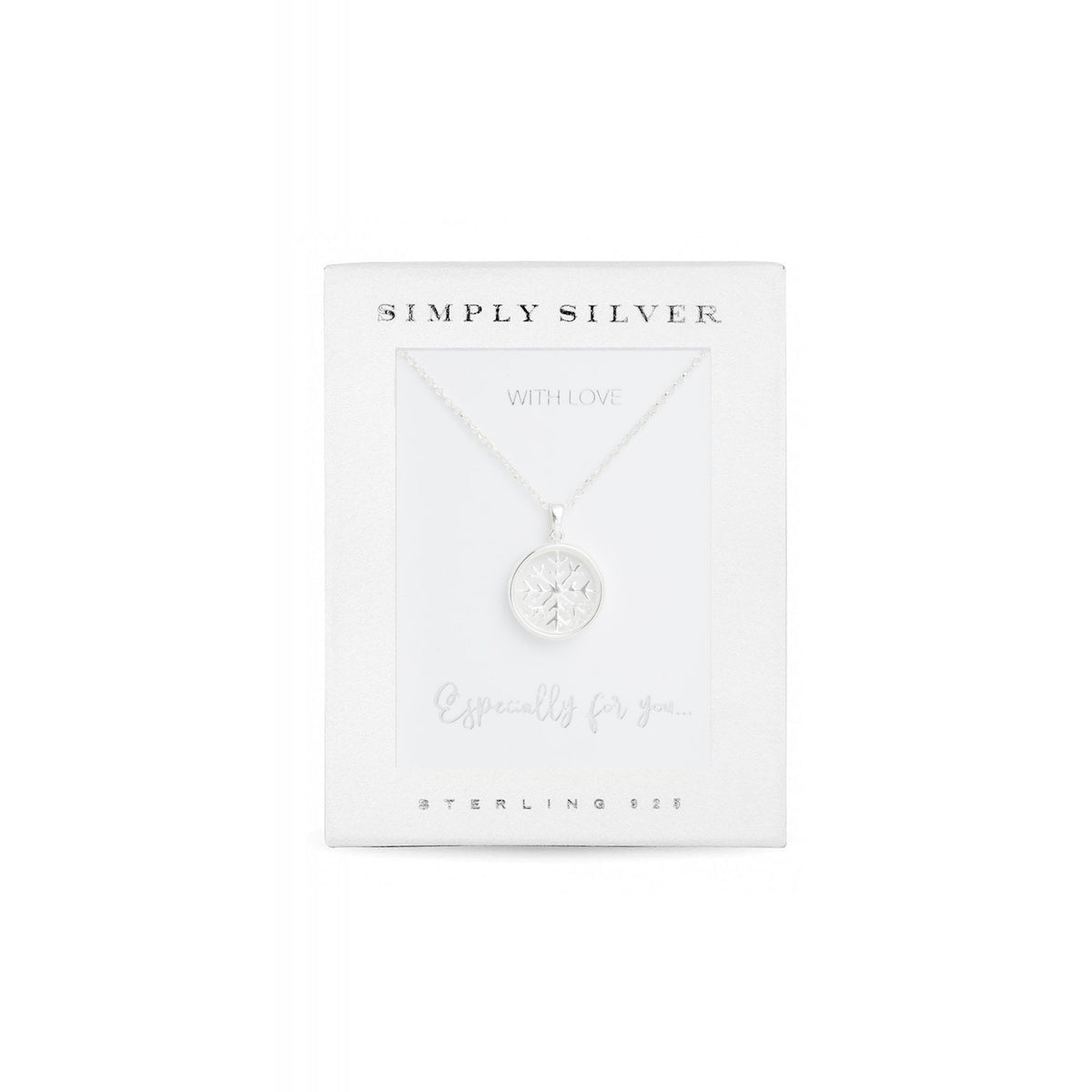 Simply Silver Sterling Silver Snowflake Shaker Pendant Necklace - Gift Boxed