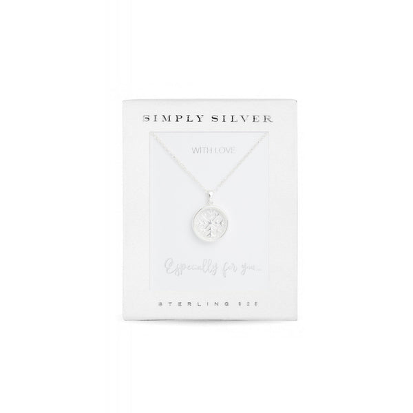 Simply Silver Sterling Silver Snowflake Shaker Pendant Necklace - Gift Boxed