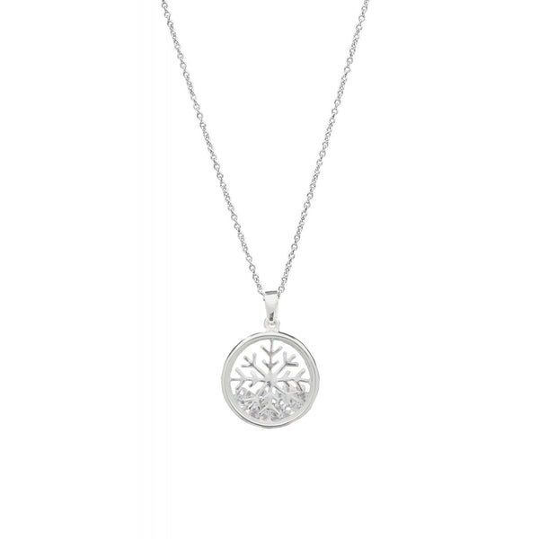 Simply Silver Sterling Silver Snowflake Shaker Pendant Necklace - Gift Boxed