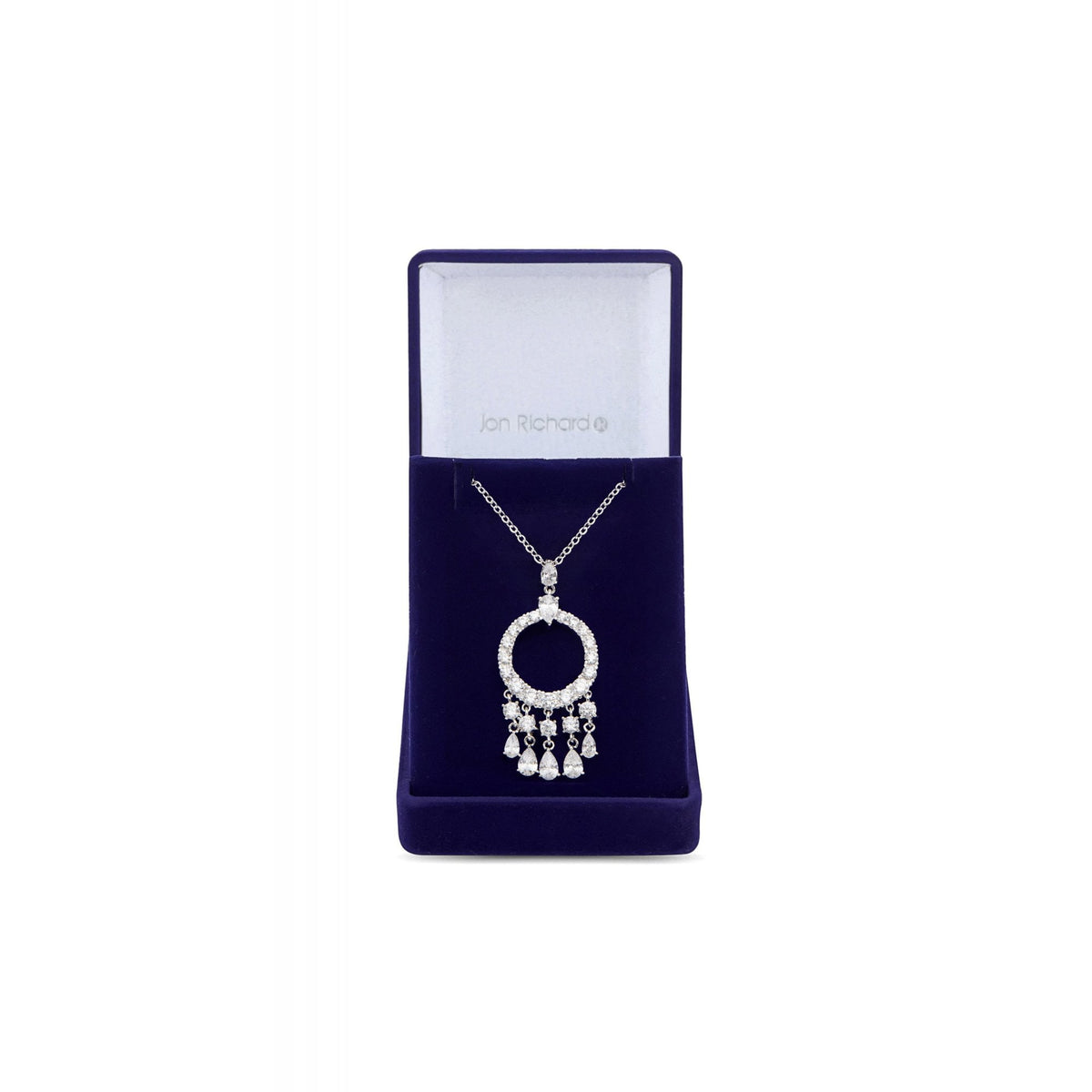 Jon Richard Silver Cubic Zirconia Multi Drop Pendant Necklace - Gift Boxed