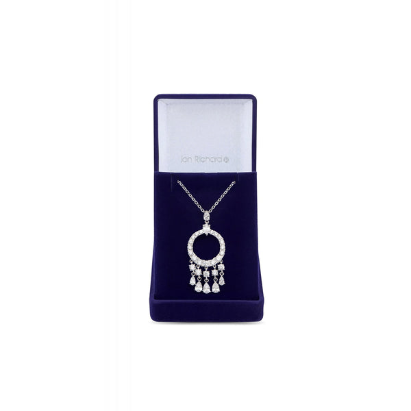 Jon Richard Silver Cubic Zirconia Multi Drop Pendant Necklace - Gift Boxed