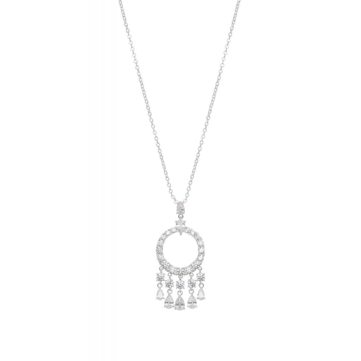 Jon Richard Silver Cubic Zirconia Multi Drop Pendant Necklace - Gift Boxed