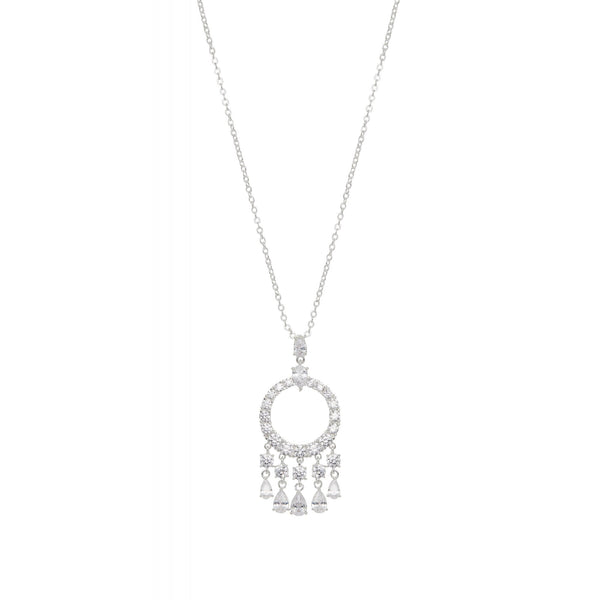 Jon Richard Silver Cubic Zirconia Multi Drop Pendant Necklace - Gift Boxed