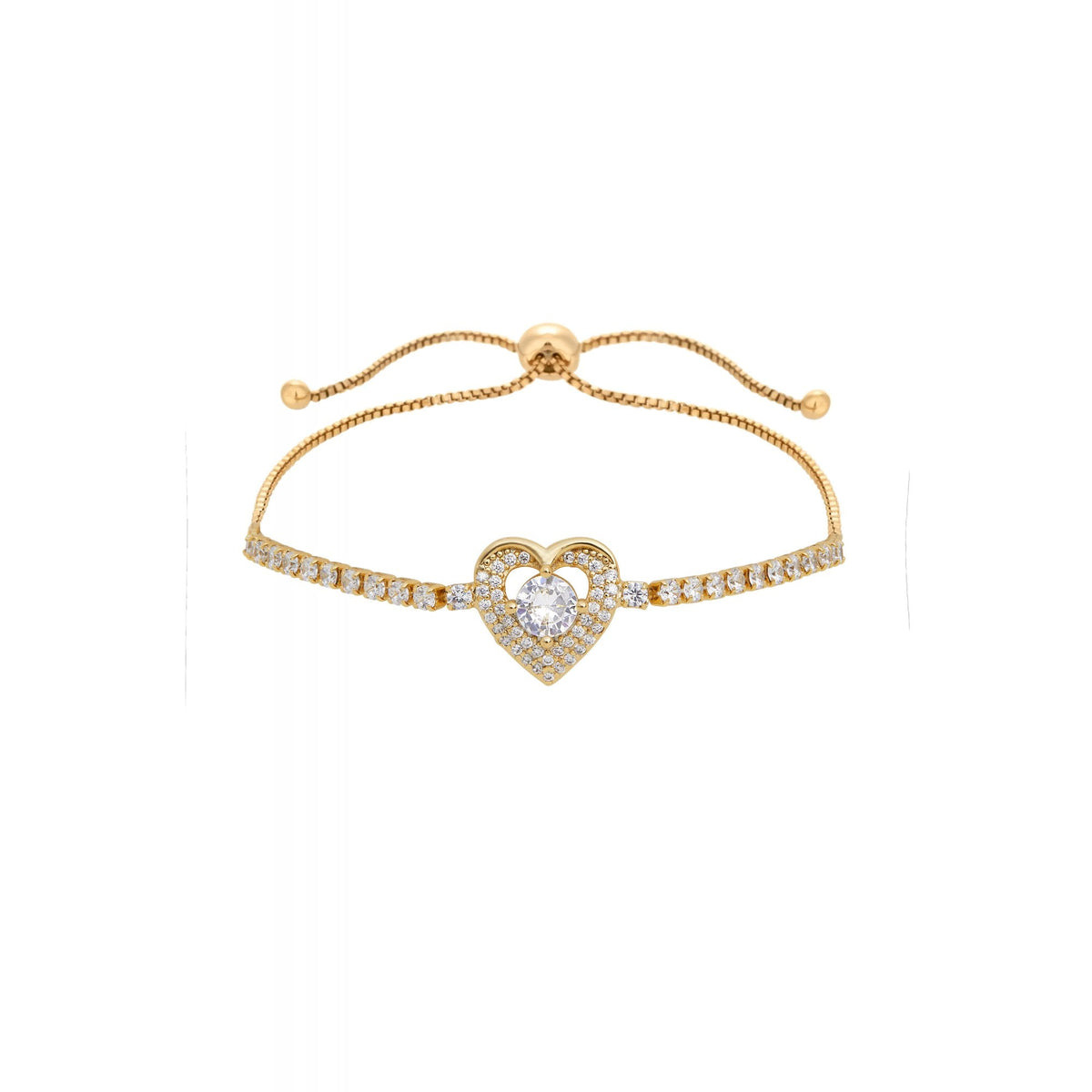 Jon Richard Gold Plate Cubic Zirconia Heart Toggle Bracelet