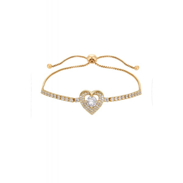 Jon Richard Gold Plate Cubic Zirconia Heart Toggle Bracelet