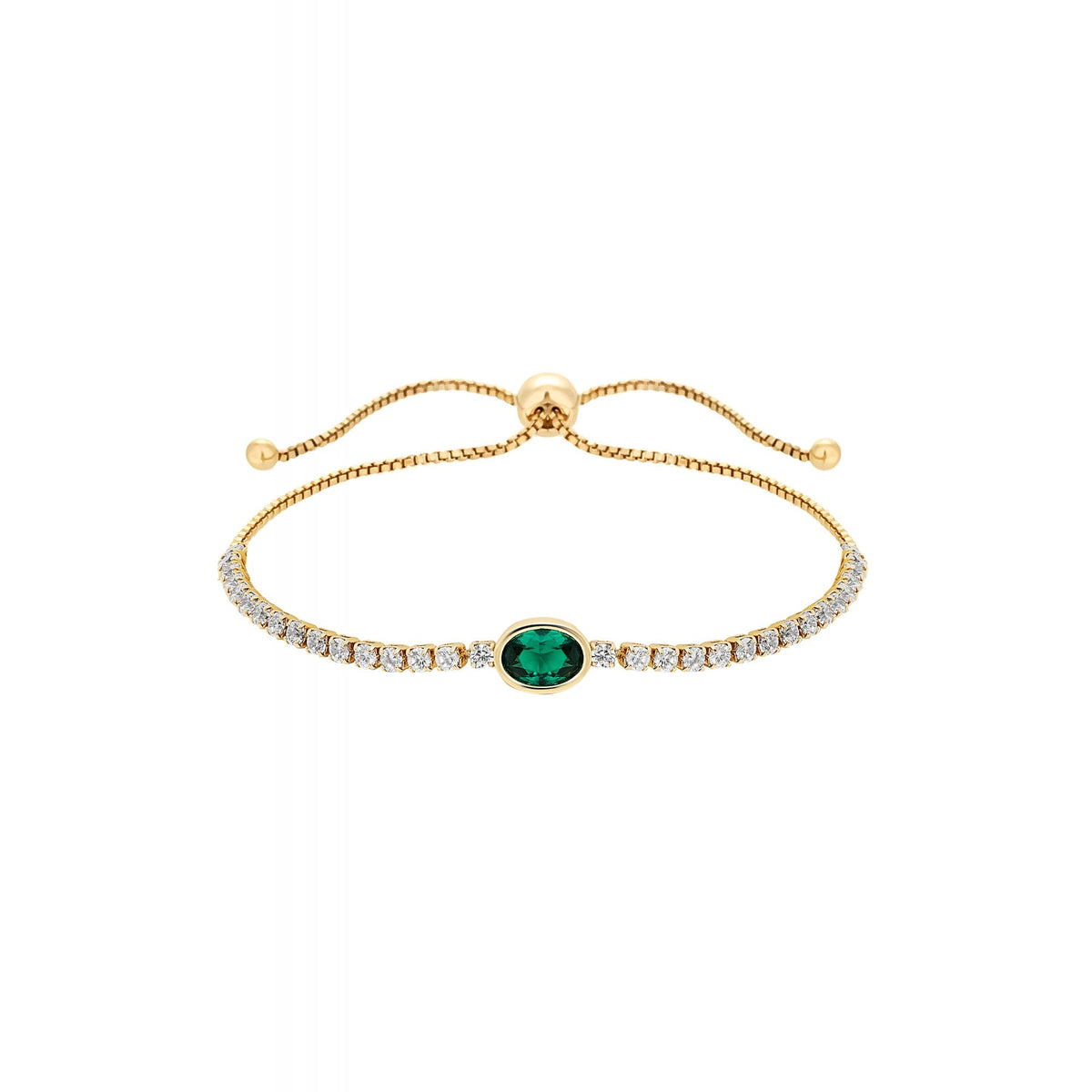 Jon Richard Gold Plate Cubic Zirconia Green Stone Toggle Bracelet