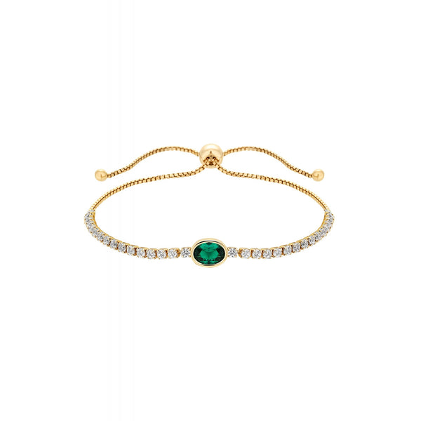 Jon Richard Gold Plate Cubic Zirconia Green Stone Toggle Bracelet