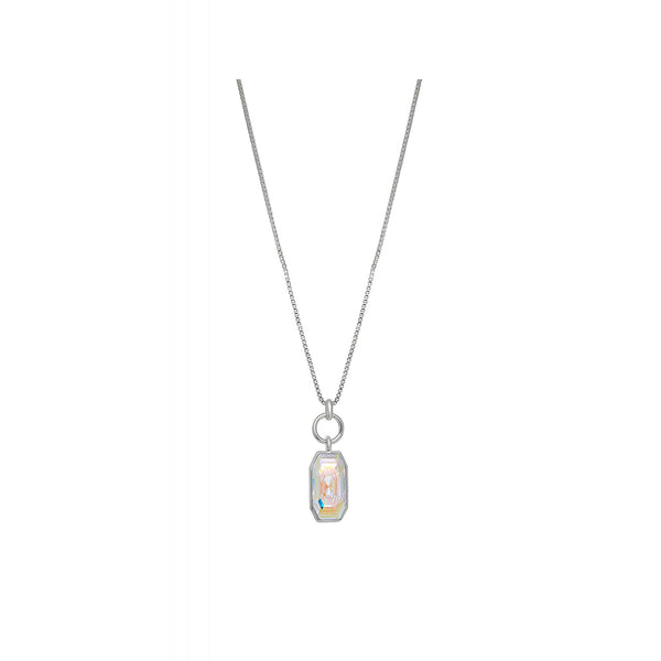 Jon Richard Radiance Collection Silver Plated Polish Link Aurora Borealis Pendant Necklace
