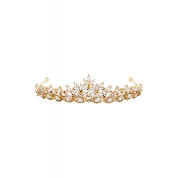 Jon Richard Gold Plated Cubic Zirconia Floral Tiara