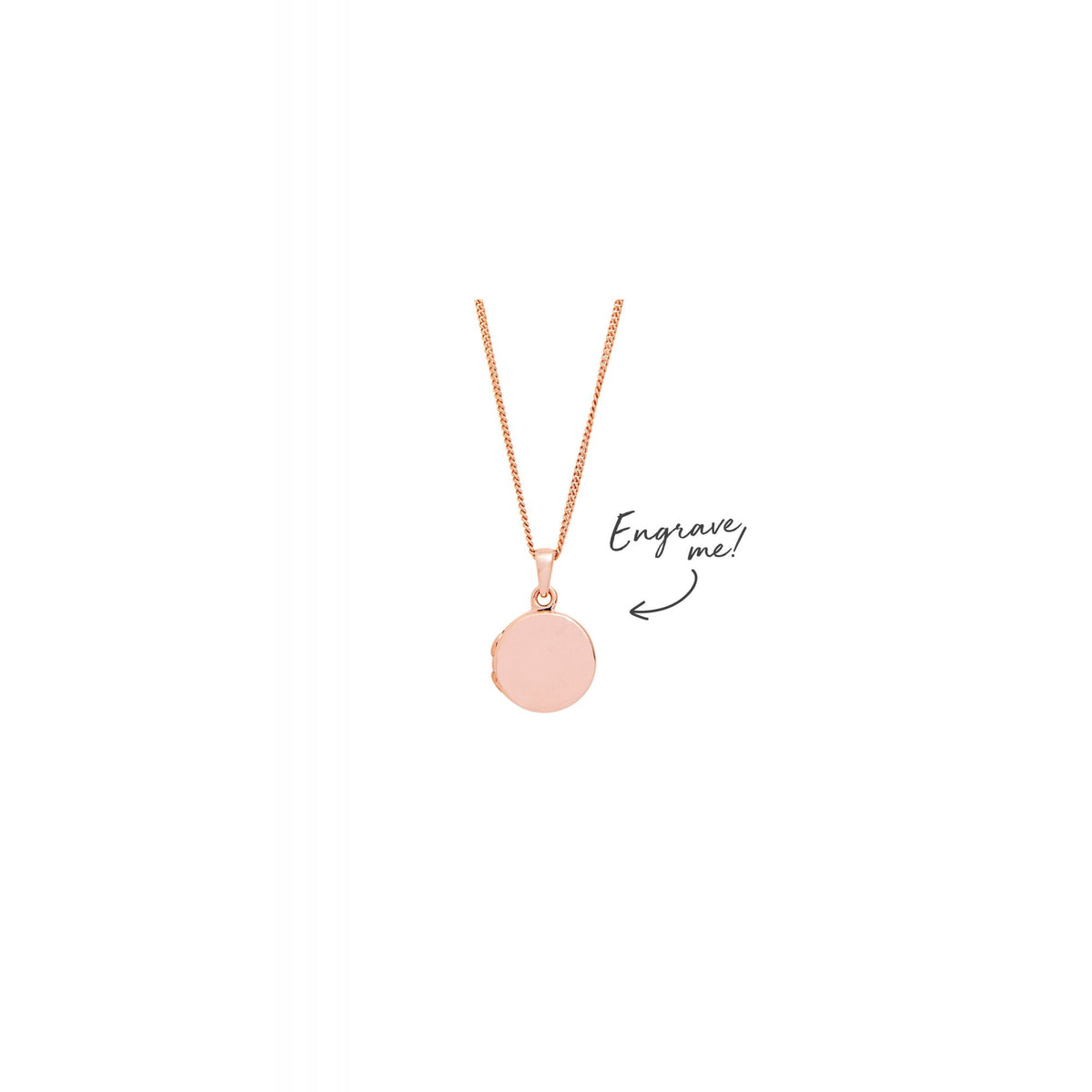 Sterling Silver Rose Gold Round Locket Necklace - Personalised By Engraving