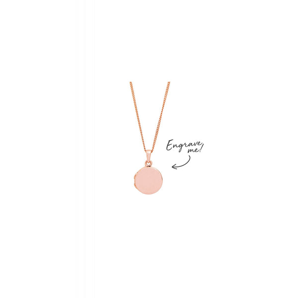 Sterling Silver Rose Gold Round Locket Necklace - Personalised By Engraving