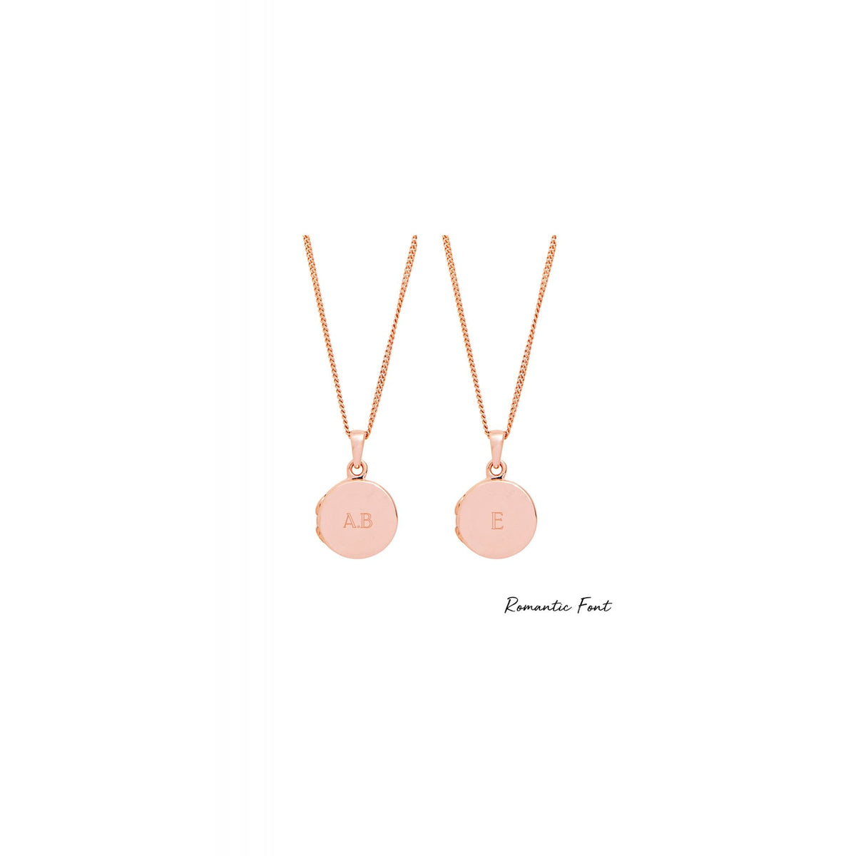 Sterling Silver Rose Gold Round Locket Necklace - Personalised By Engraving