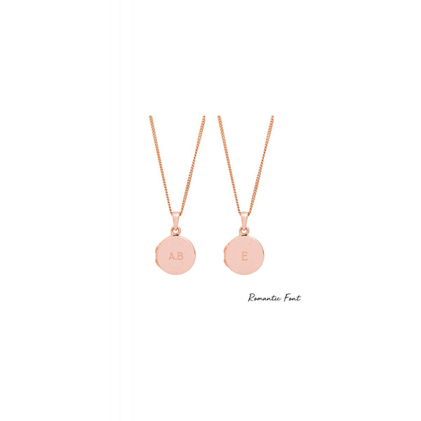 Sterling Silver Rose Gold Round Locket Necklace - Personalised By Engraving