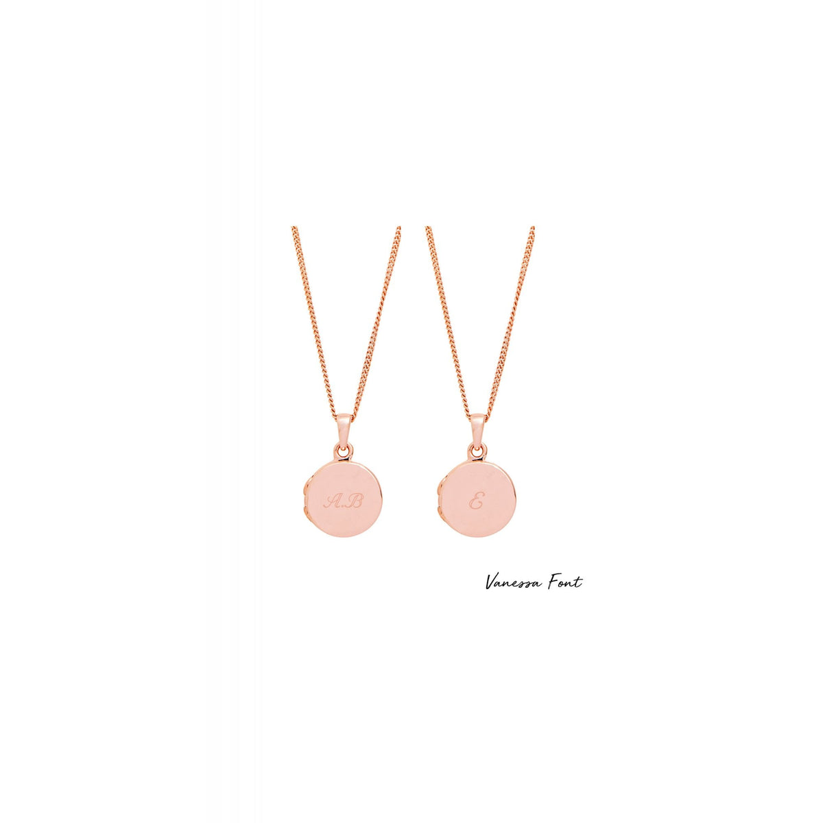 Sterling Silver Rose Gold Round Locket Necklace - Personalised By Engraving