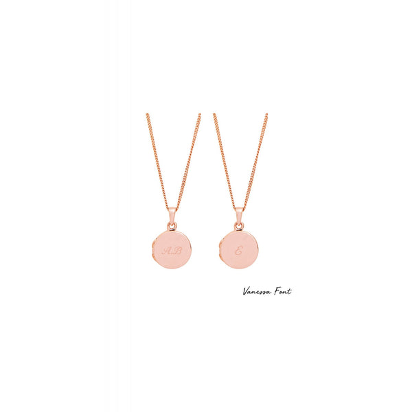 Sterling Silver Rose Gold Round Locket Necklace - Personalised By Engraving