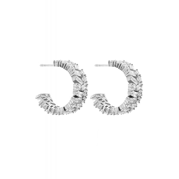 Jon Richard Silver Plated Embellished Cubic Zirconia Hoop Earrings