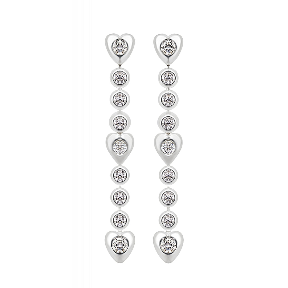 Simply Silver Sterling Silver 925 Cubic Zirconia Heart Drop Link Earrings