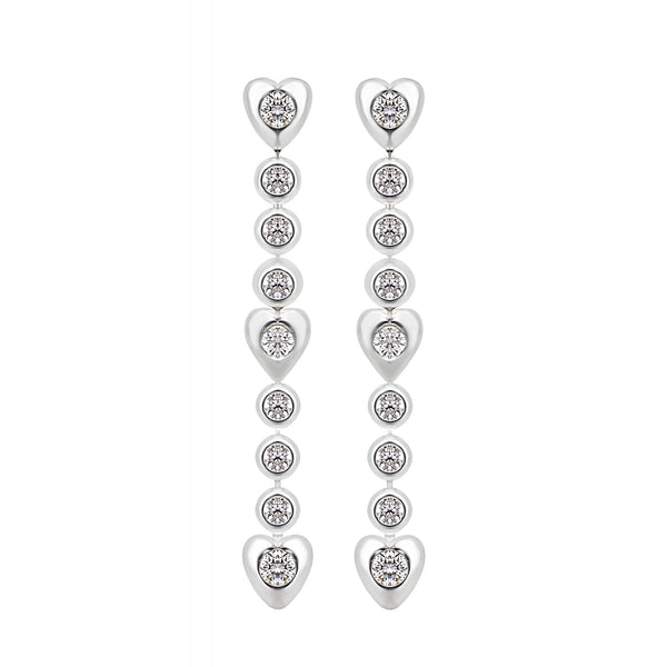 Simply Silver Sterling Silver 925 Cubic Zirconia Heart Drop Link Earrings