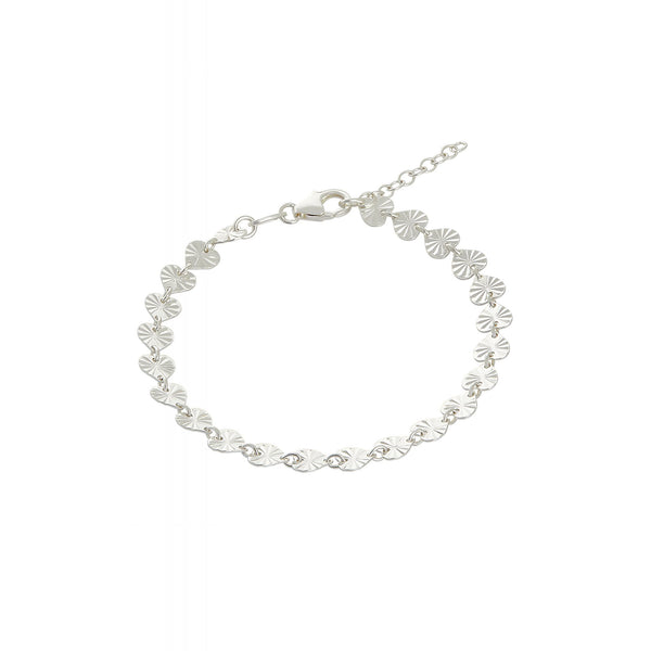 Simply Silver Sterling Silver 925 Diamond Cut Heart Row Bracelet