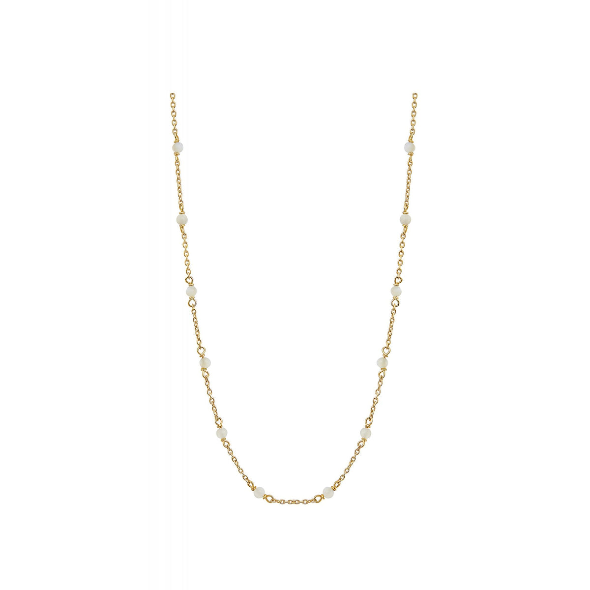 Simply Silver Sterling Silver 925 14ct Gold Plated Mother of Pearl Ball Necklace