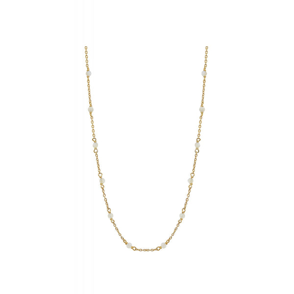 Simply Silver Sterling Silver 925 14ct Gold Plated Mother of Pearl Ball Necklace