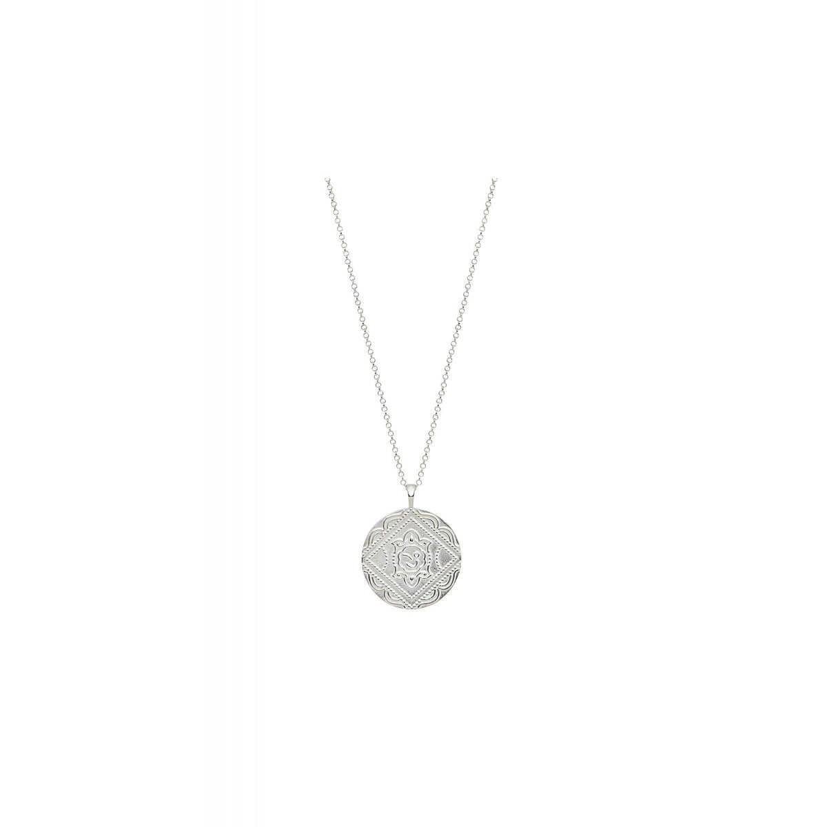 Simply Silver Sterling Silver 925 Embossed Round Pendant Necklace