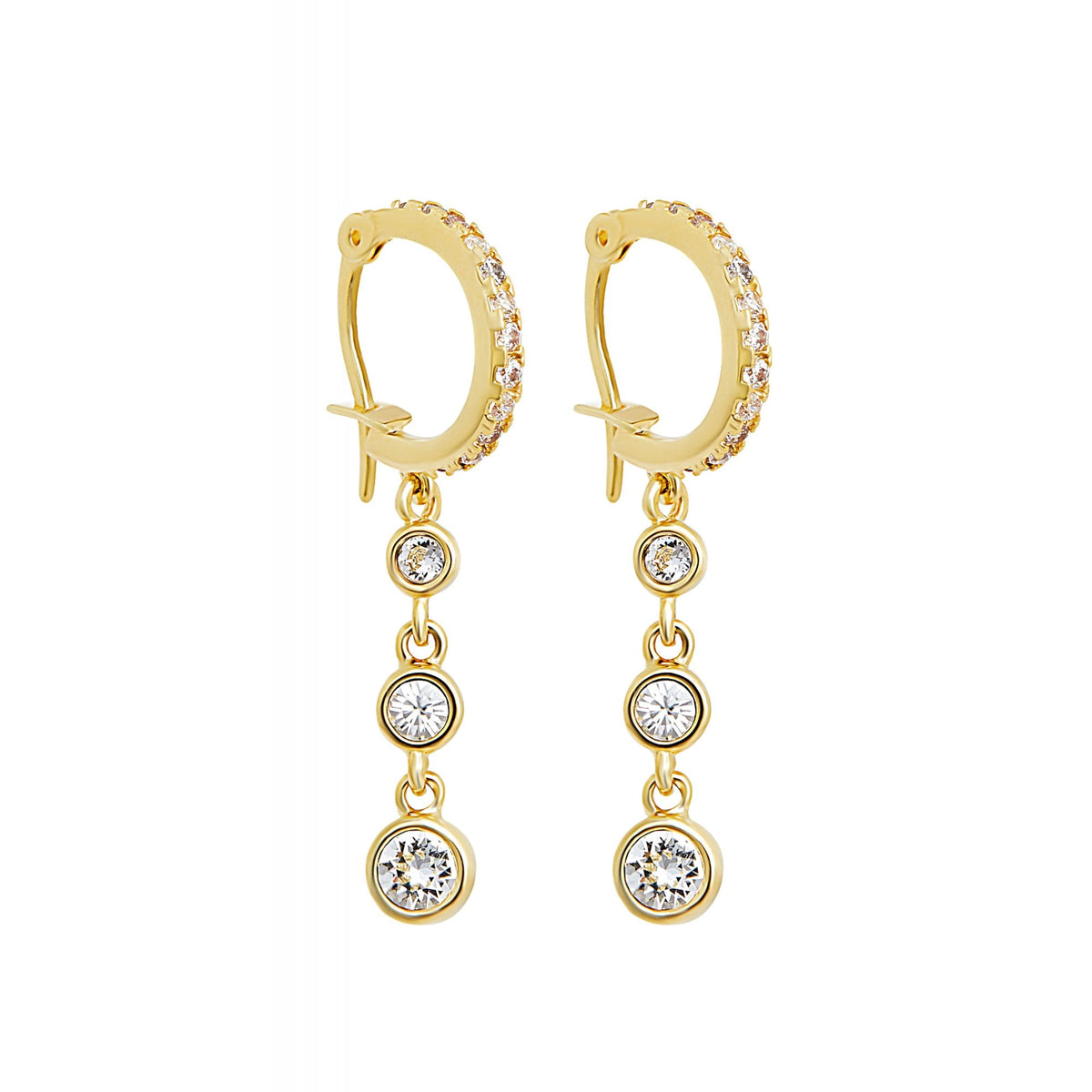 Jon Richard Gold Plated Multi Stone Cubic Zirconia Drop Earrings