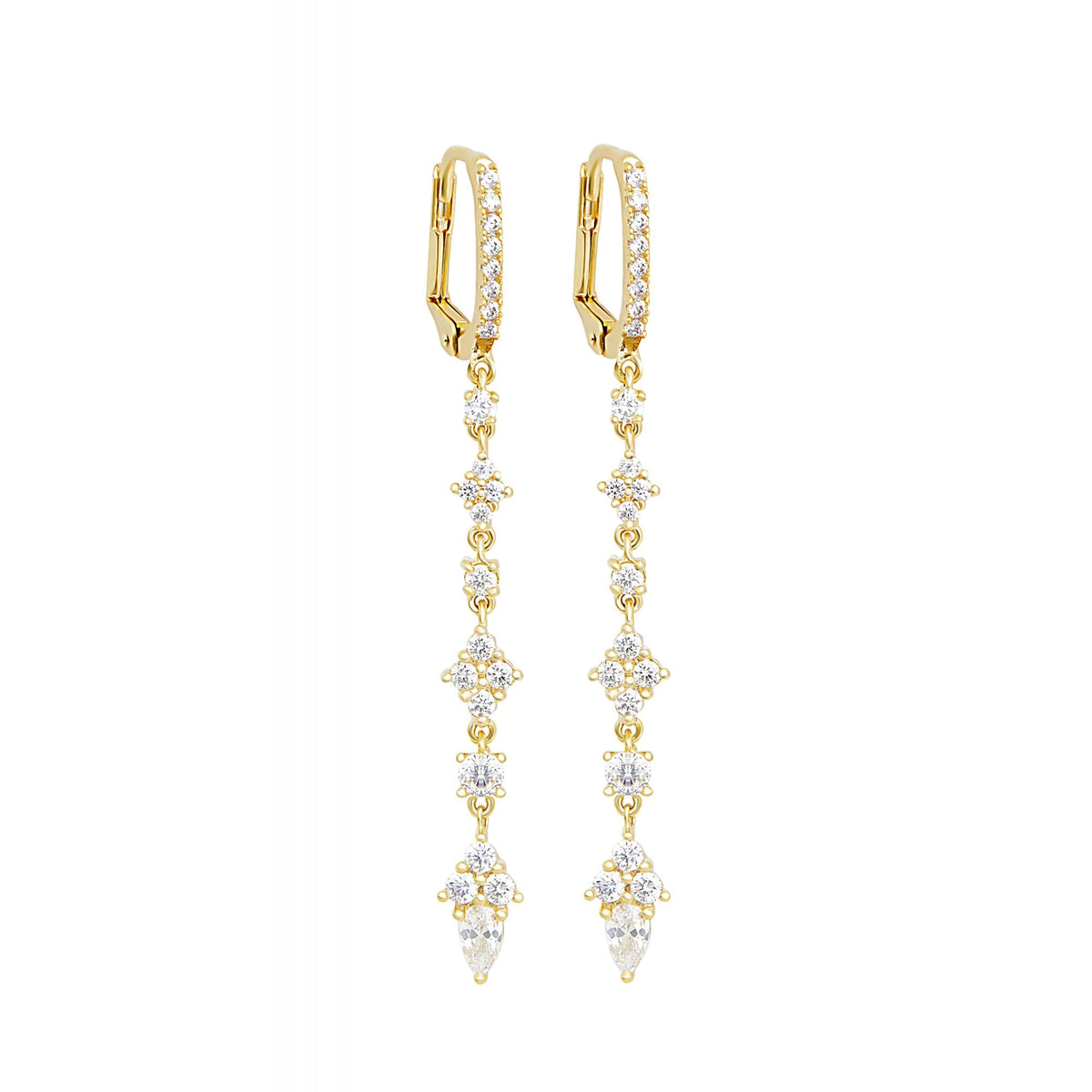 Jon Richard Gold Plated Cubic Zirconia Linear Drop Earrings