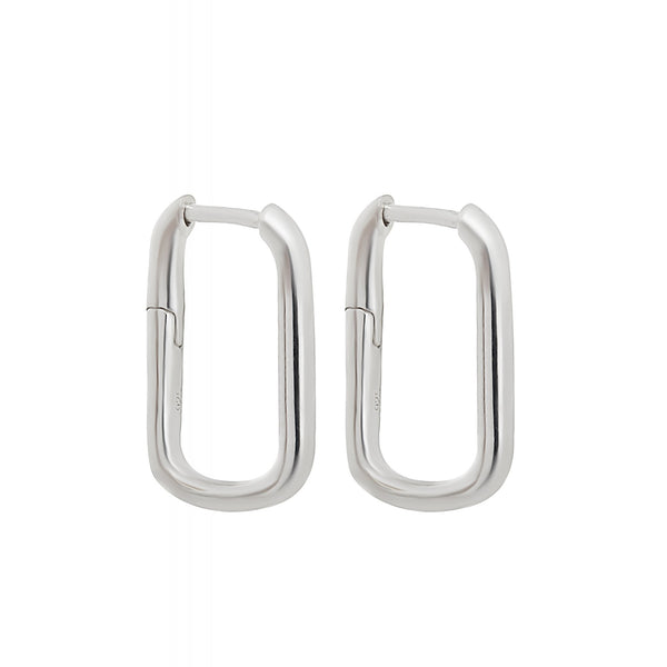 Simply Silver Sterling Silver 925 Mini Rectangle Hoop Earrings