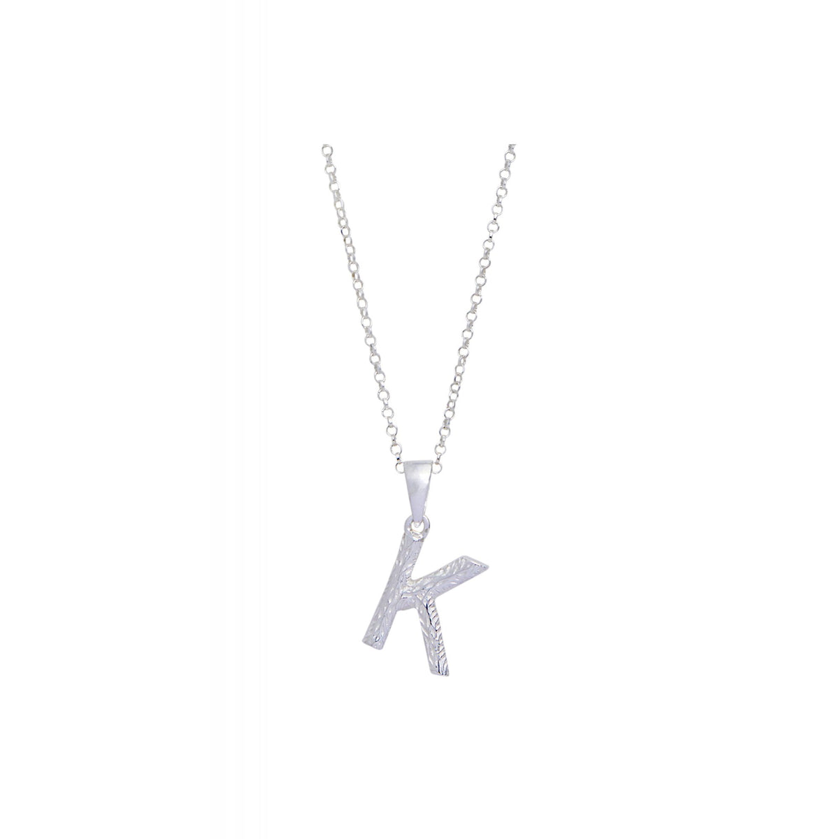 Sterling Silver Alphabet 'K' Necklace