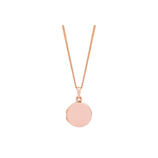 Sterling Silver Rose Gold Round Locket Necklace - Personalised By Engraving
