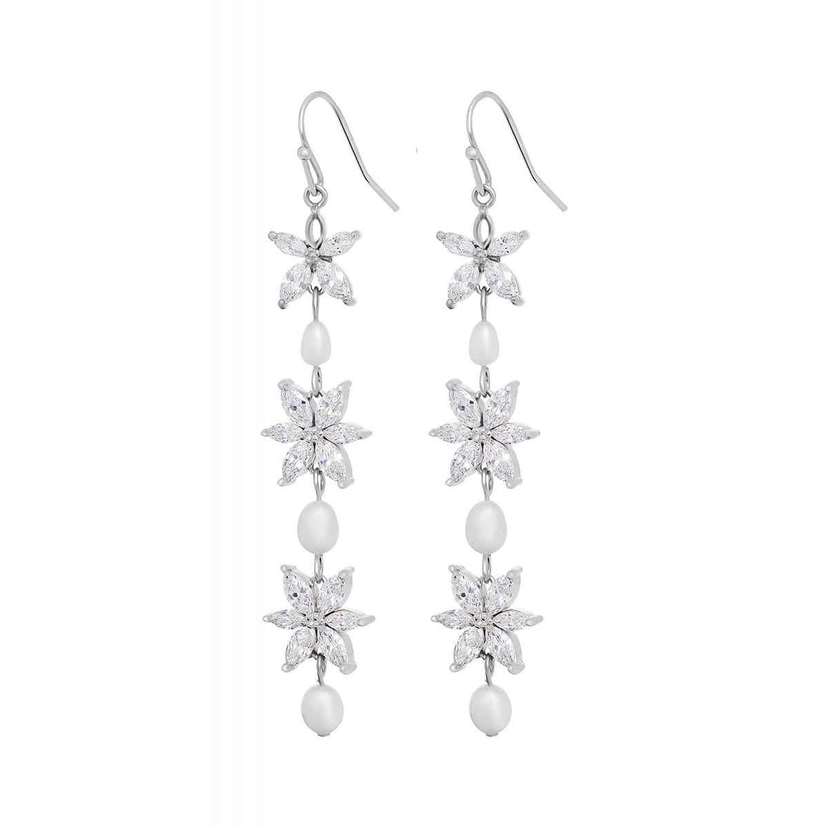 Jon Richard Freshwater Pearl Floral Drop Earrings