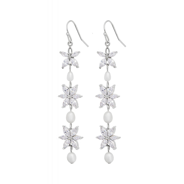 Jon Richard Freshwater Pearl Floral Drop Earrings