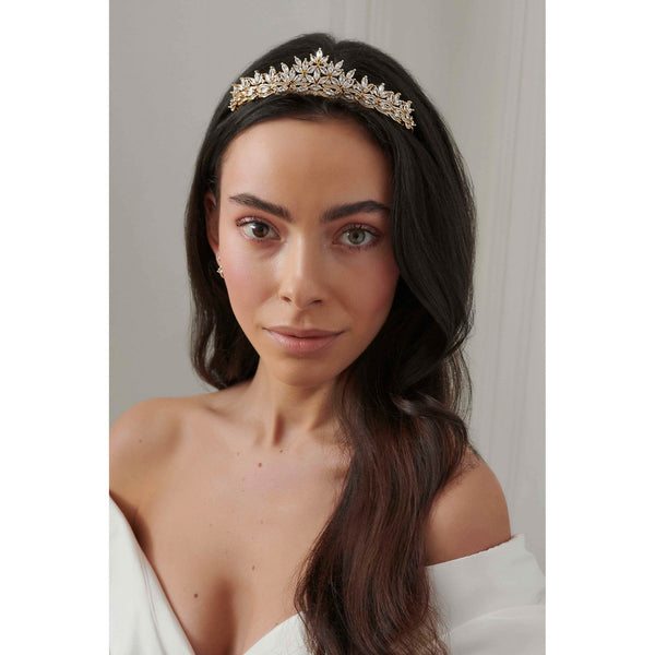 Jon Richard Gold Plated Cubic Zirconia Floral Tiara