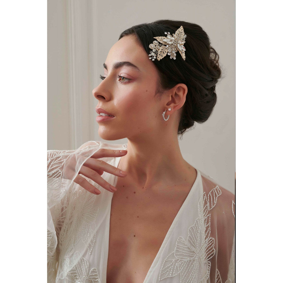 Jon Richard Gold Plated Leaf Hair Slide