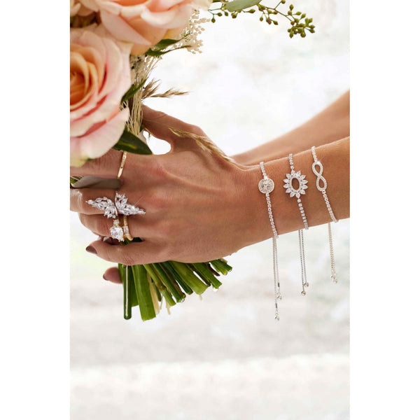 Crystal infinity toggle bracelet