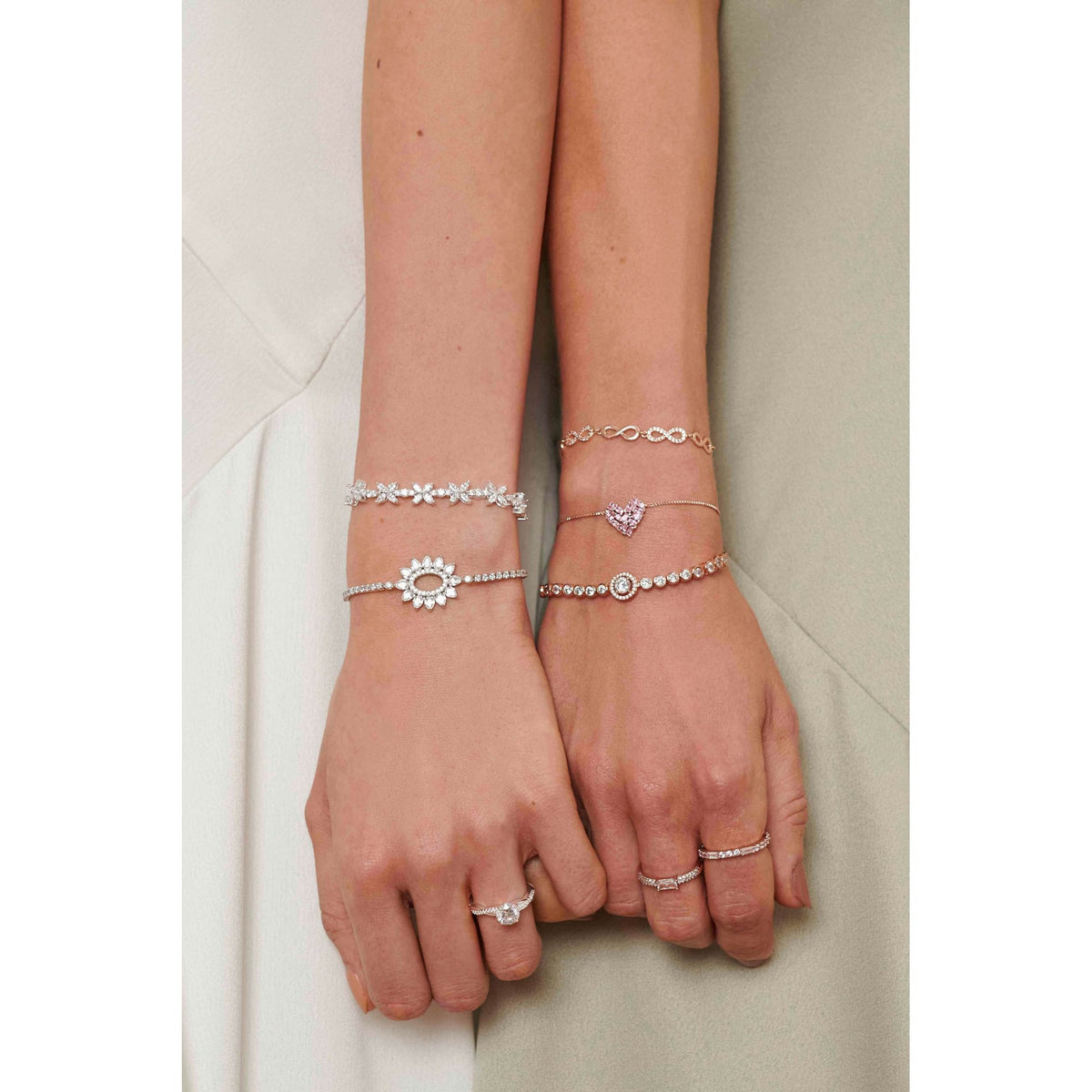 Rose Gold Plated Center Stone Tennis Toggle Bracelet
