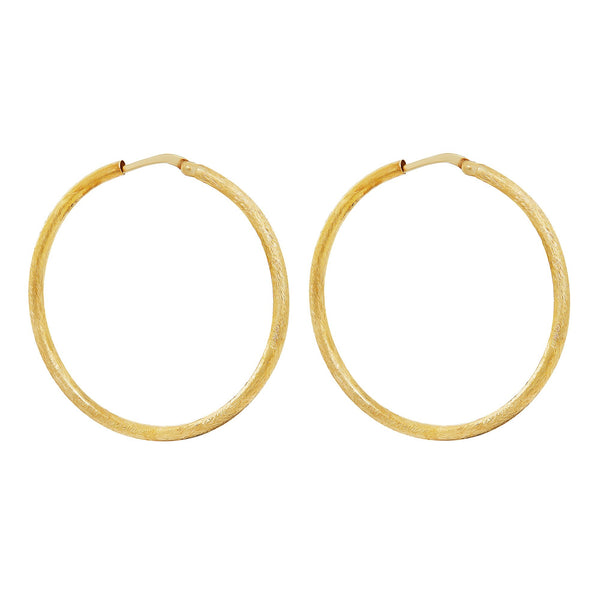 Simply Silver Sterling Silver 925 Gold Sandblast Hoop Earrings