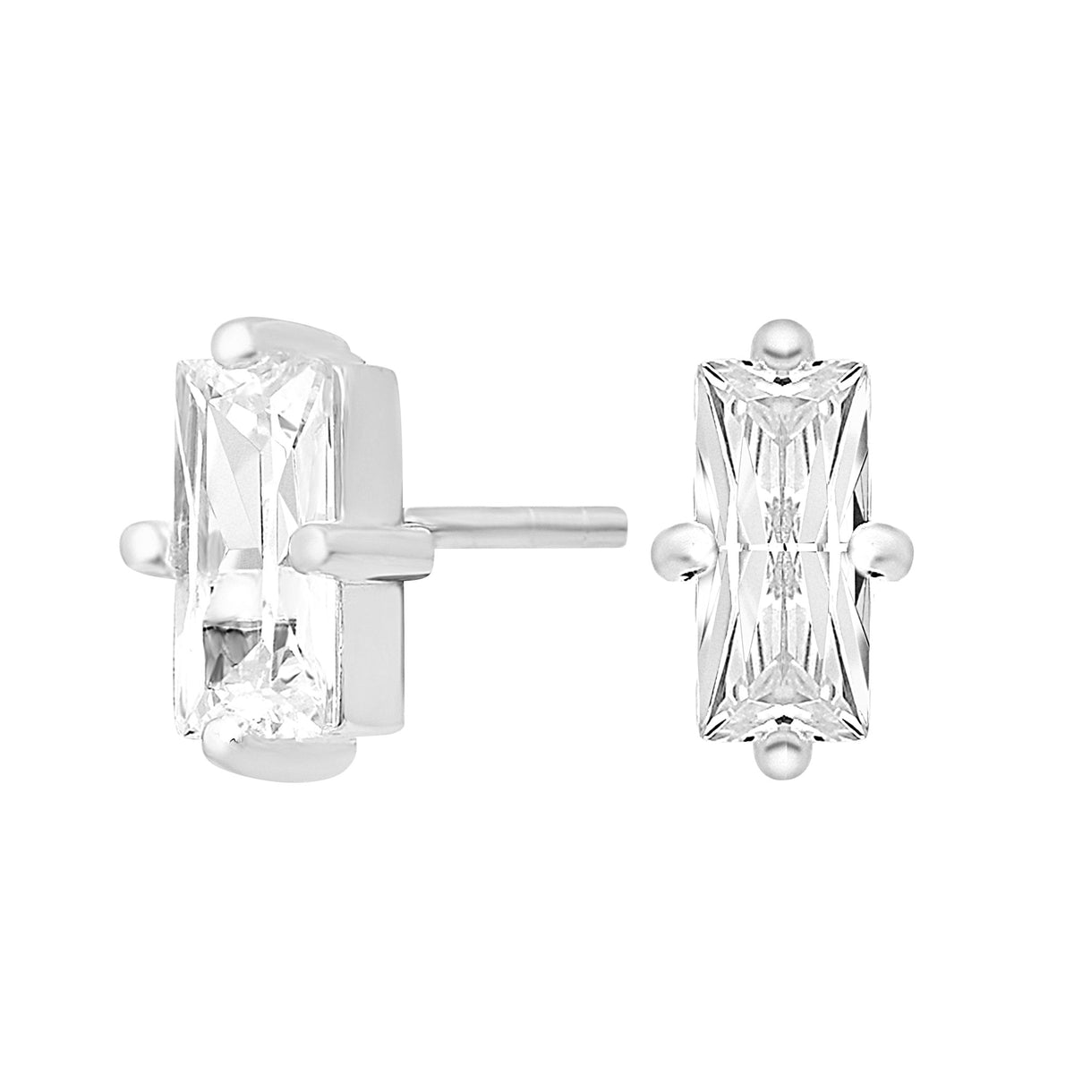 Simply Silver Sterling Silver 925 Emerald Cut Crystal Contemporary Stud Earrings