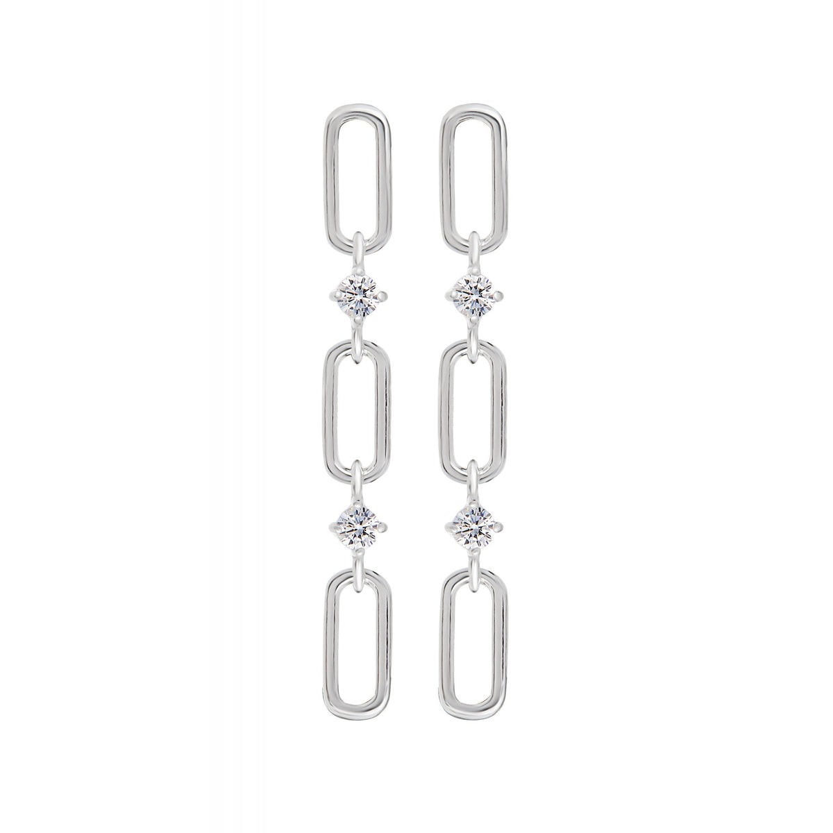 Simply Silver Sterling Silver 925 With Cubic Zirconia Link Drop Earrings