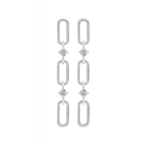 Simply Silver Sterling Silver 925 With Cubic Zirconia Link Drop Earrings