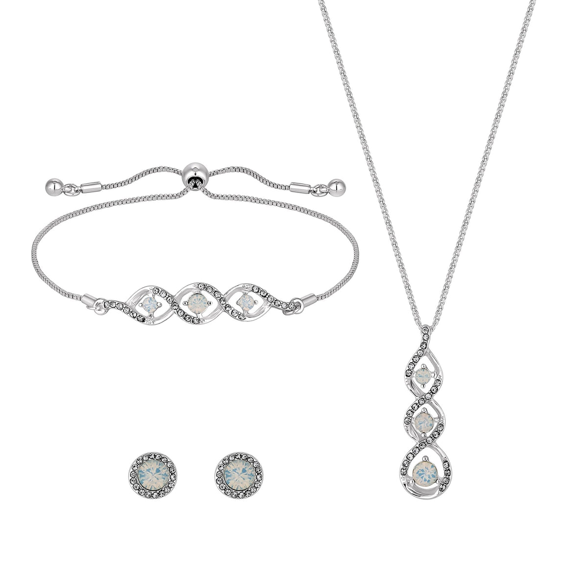 Jon Richard Silver Plated & Opal Trio Set - Gift Boxed