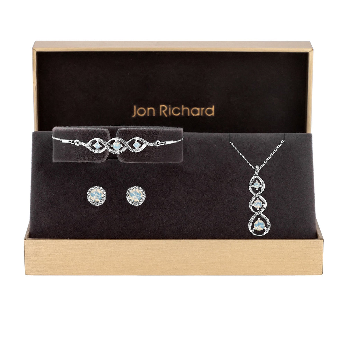 Jon Richard Silver Plated & Opal Trio Set - Gift Boxed
