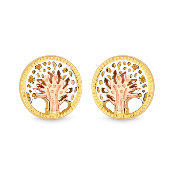 Simply Silver Sterling Silver 925 Tri Tone Tree of Love Stud Earrings