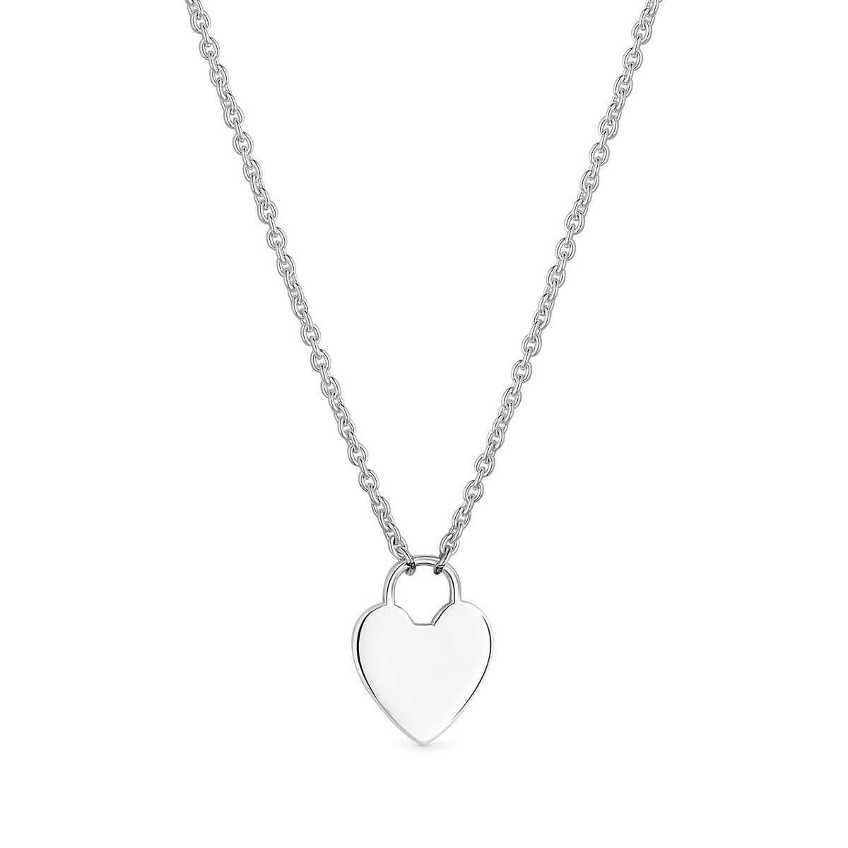 Sterling 925 Polished Heart Lock Necklace