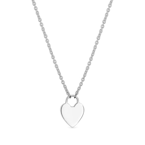 Sterling Silver 925 Polished Heart Lock Necklace